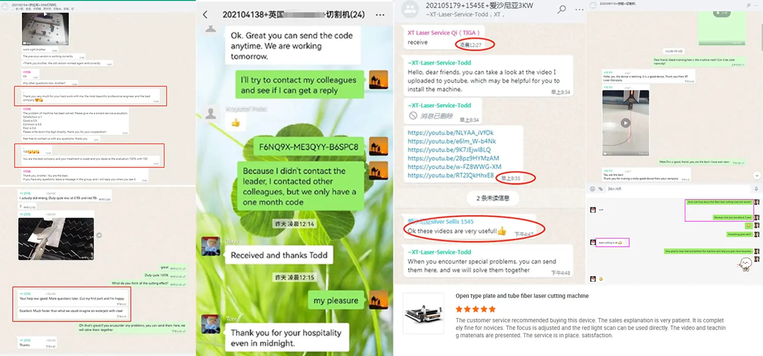 XTLASER - Captura de pantalla del chat con clientes